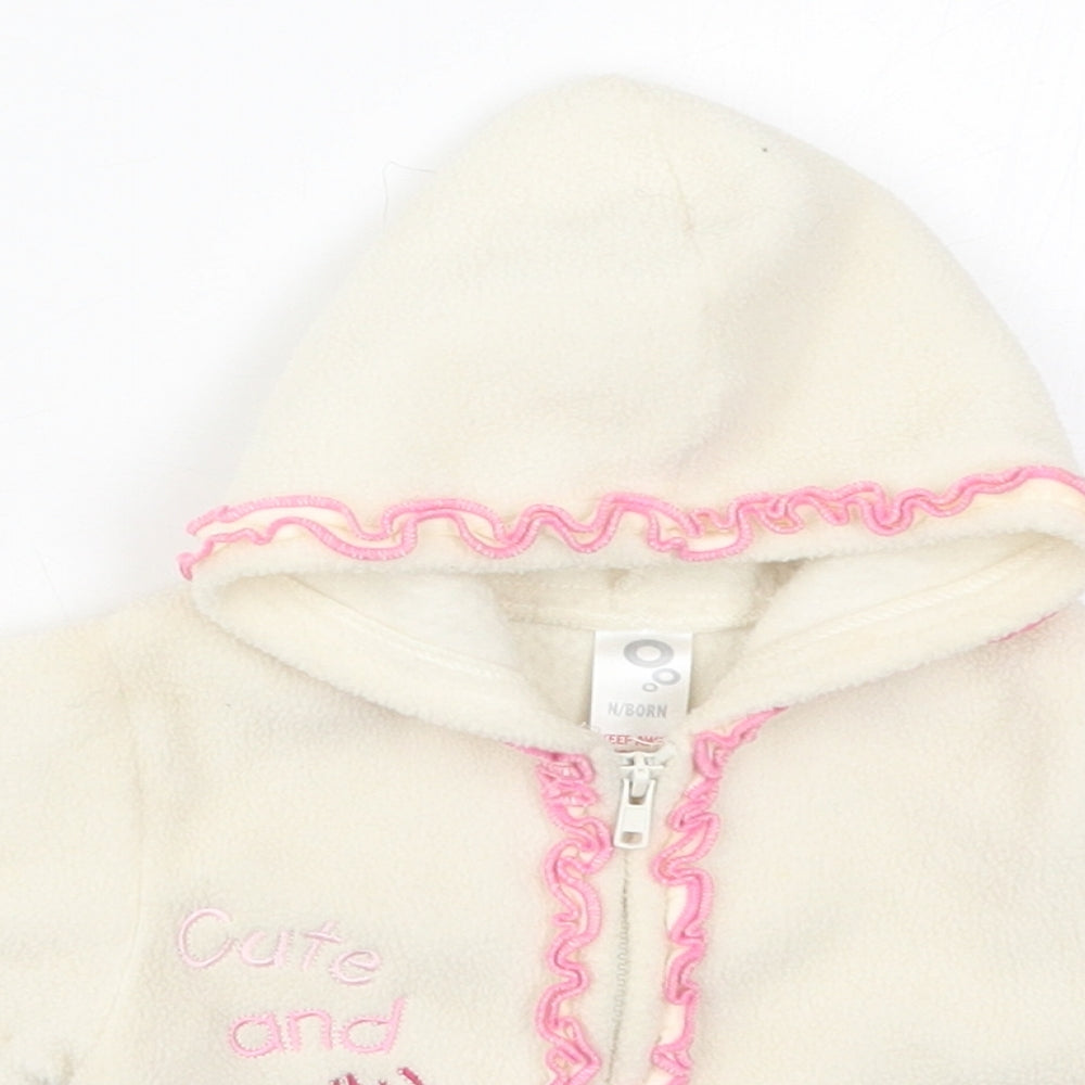 Preworn Girls Beige   Jacket  Size Newborn   Zip - Cute and Cuddly