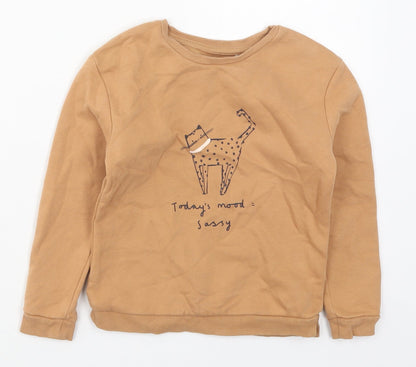 George Girls Brown  Cotton Pullover Sweatshirt Size 5-6 Years  Pullover - Todays Mood Sassy