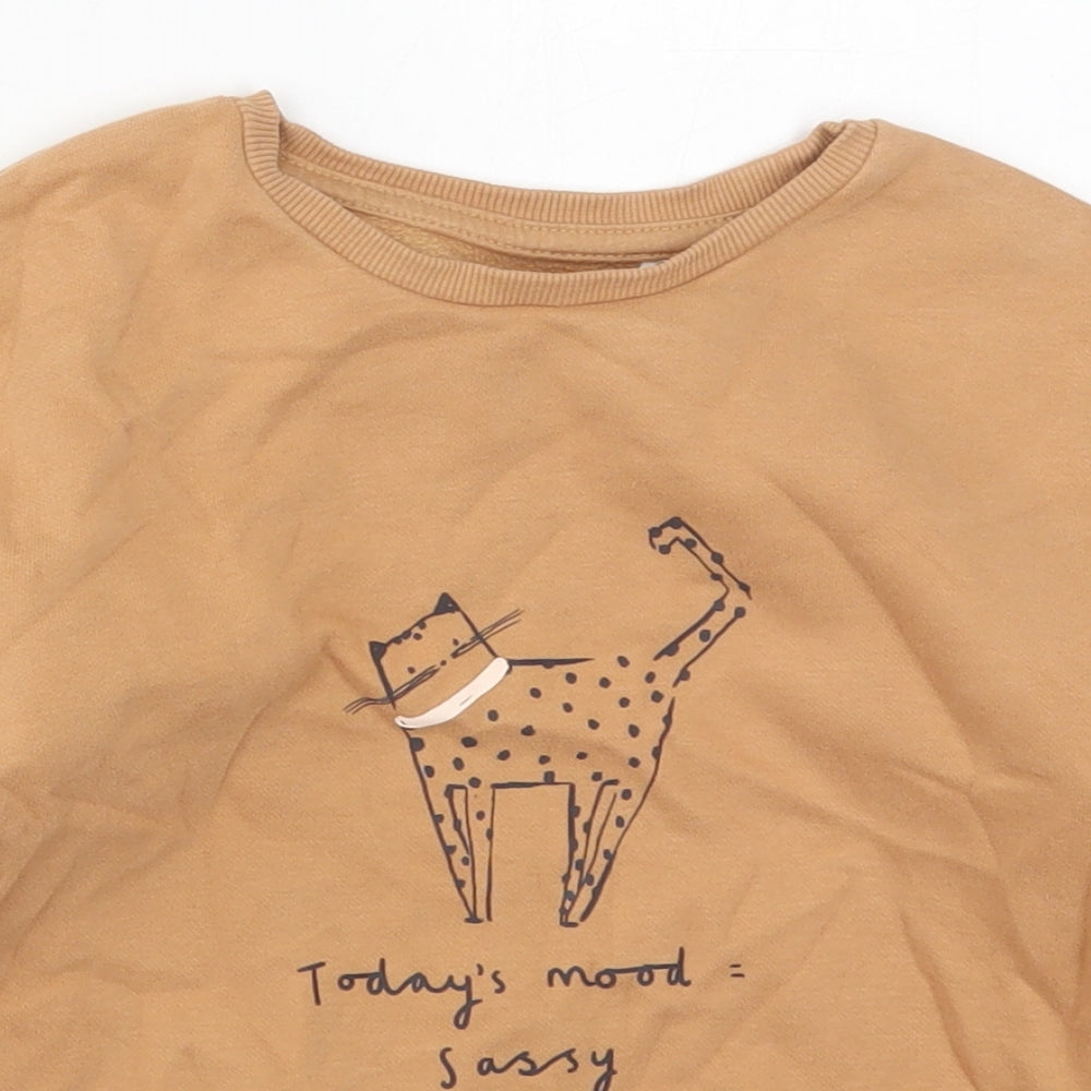 George Girls Brown  Cotton Pullover Sweatshirt Size 5-6 Years  Pullover - Todays Mood Sassy