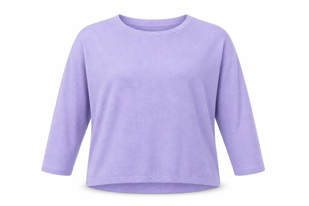 Front view of Alexara women’s purple round neck viscose jumper, size L