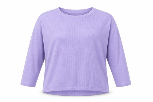 Front view of Alexara women’s purple round neck viscose jumper, size L