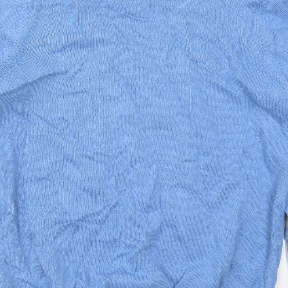 Marks and Spencer Mens Blue V-Neck  Cotton Pullover Jumper Size S