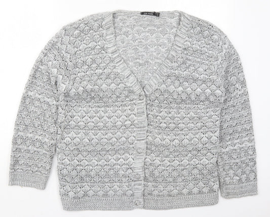 Womens UK Size L Mia Moda Grey Cardigan Jumper