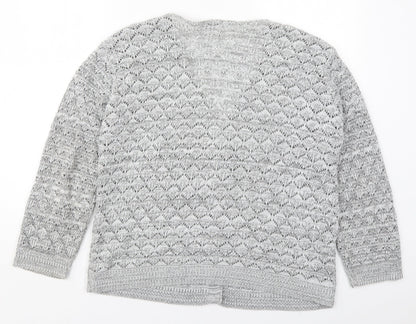 Womens UK Size L Mia Moda Grey Cardigan Jumper