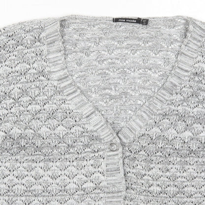 Womens UK Size L Mia Moda Grey Cardigan Jumper