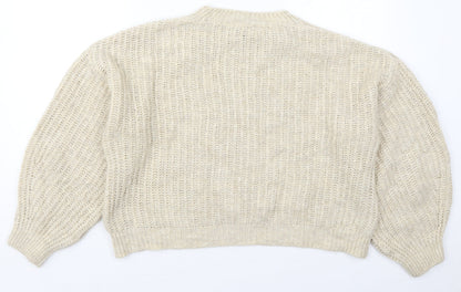 Womens UK Size M New Look Beige Pullover Jumper
