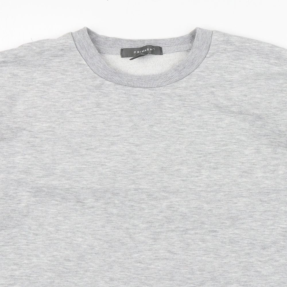 Primark Womens Grey Round Neck  Cotton Pullover Jumper Size S