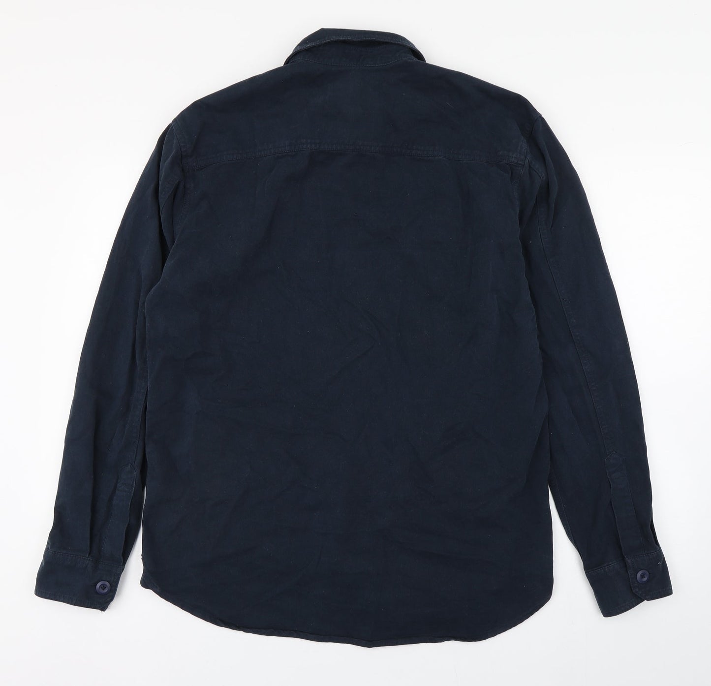 Pull&Bear Mens Blue  Cotton  Button-Up Size S Collared Button