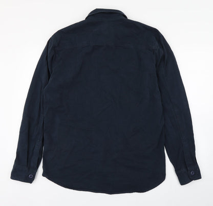 Pull&Bear Mens Blue  Cotton  Button-Up Size S Collared Button