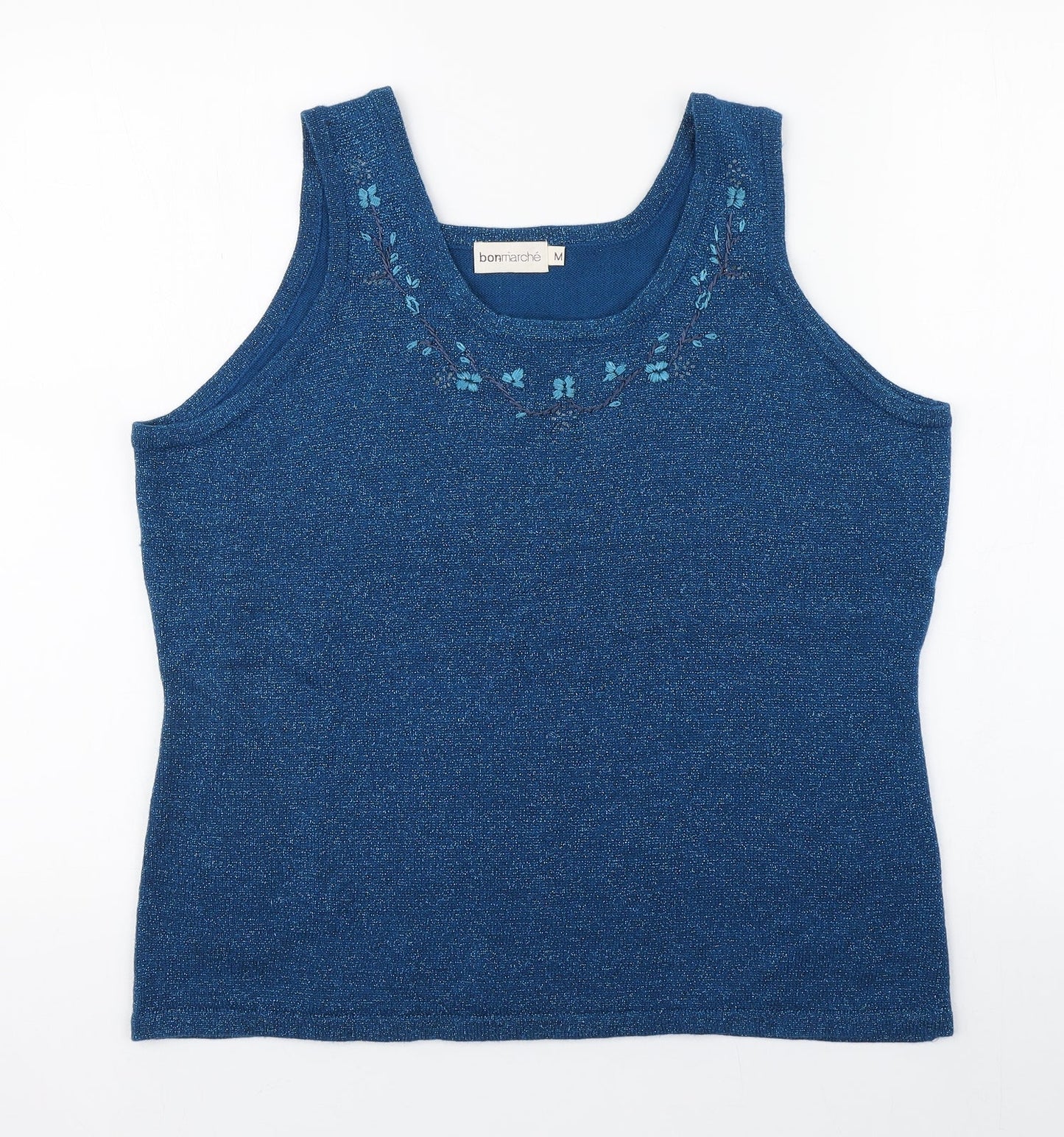Bonmarché Womens Blue  Acrylic Basic Tank Size M Round Neck