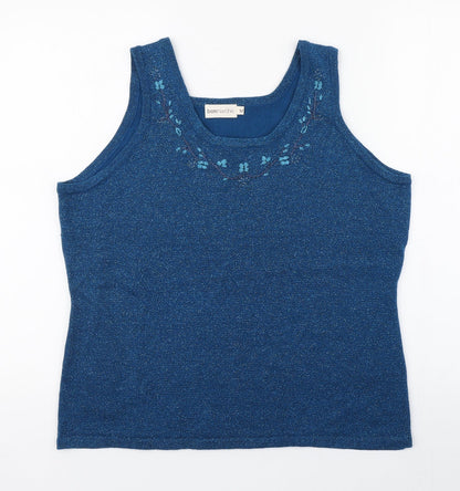 Bonmarché Womens Blue  Acrylic Basic Tank Size M Round Neck