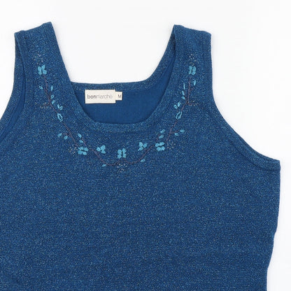 Bonmarché Womens Blue  Acrylic Basic Tank Size M Round Neck
