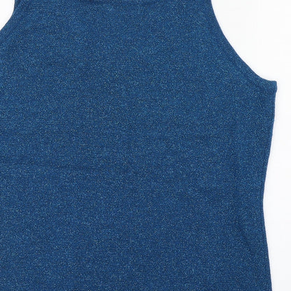 Bonmarché Womens Blue  Acrylic Basic Tank Size M Round Neck