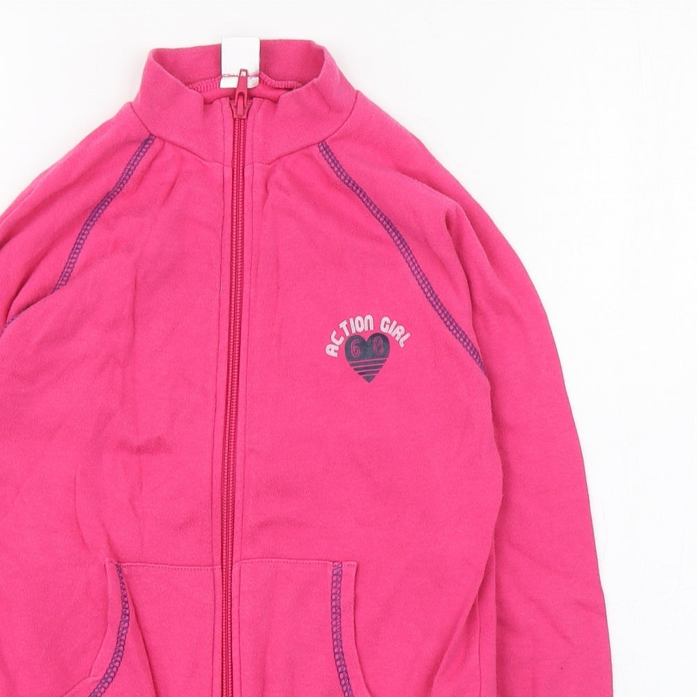Kids&Co Girls Pink High Neck  100% Cotton Full Zip Jumper Size 9-10 Years