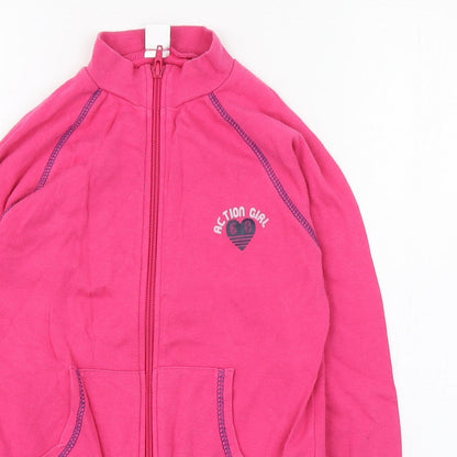 Kids&Co Girls Pink High Neck  100% Cotton Full Zip Jumper Size 9-10 Years