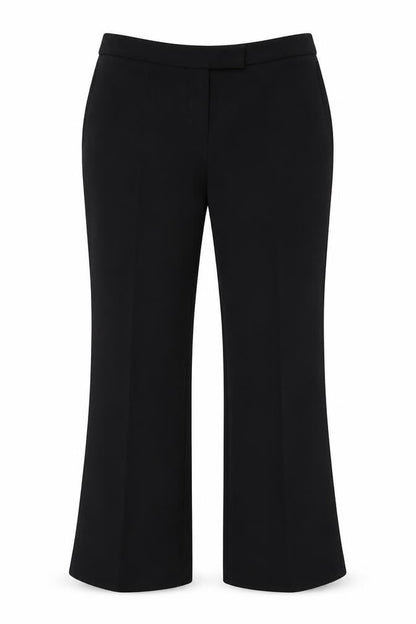Front view of Marks & Spencer women’s black polyester trousers, size UK 10, 25-inch leg regular zip