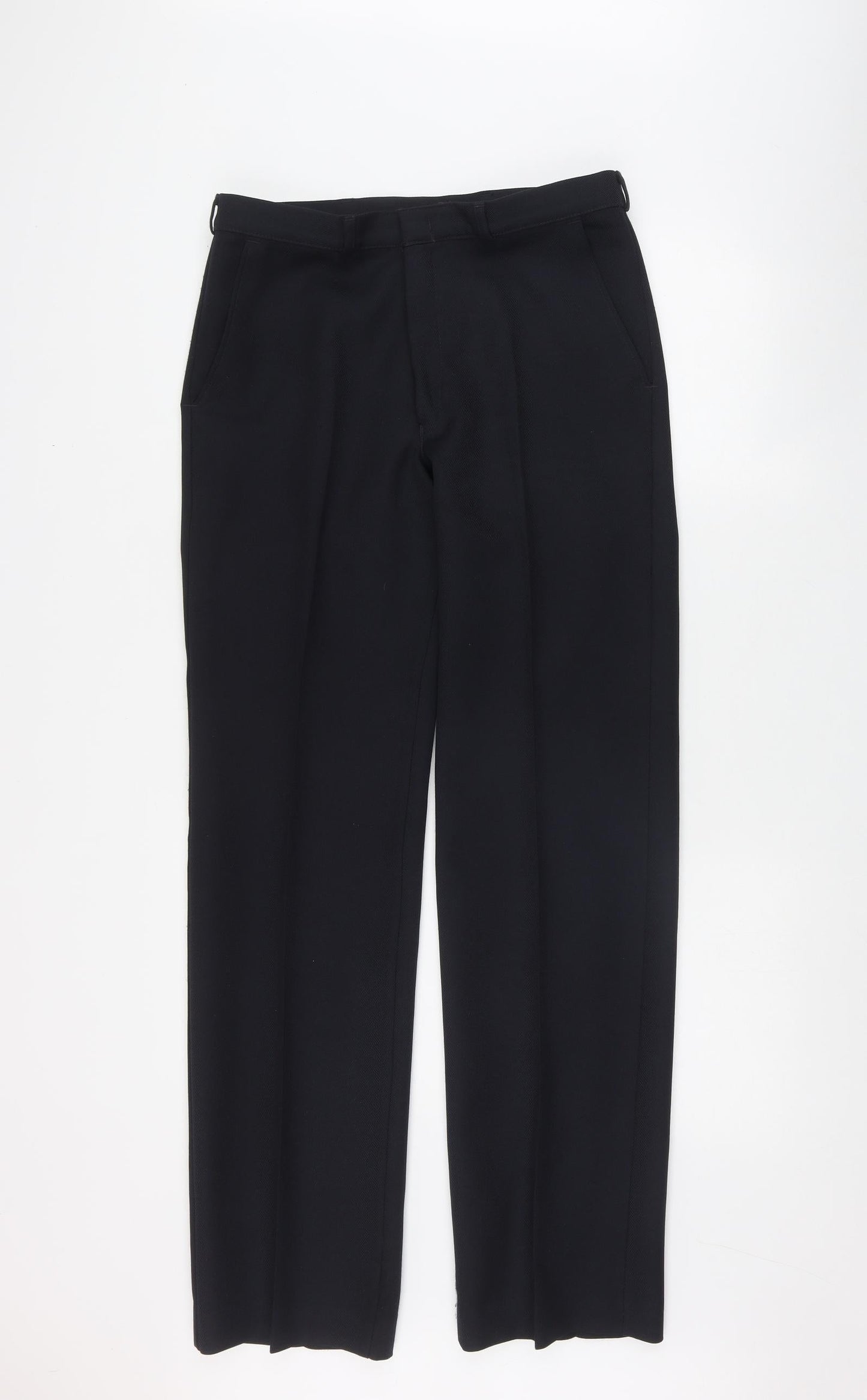 Marks and Spencer Mens Blue  Polyester Trousers  Size 32 in L33 in Regular Zip