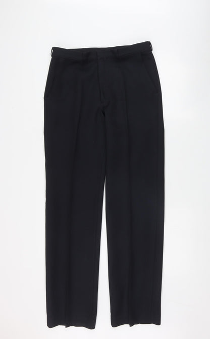 Marks and Spencer Mens Blue  Polyester Trousers  Size 32 in L33 in Regular Zip