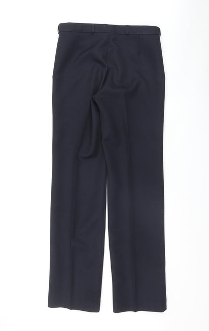 Marks and Spencer Mens Blue  Polyester Trousers  Size 32 in L33 in Regular Zip