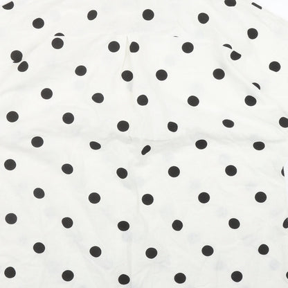 MissLook Womens White Polka Dot Cotton Basic Button-Up Size 2XL Collared