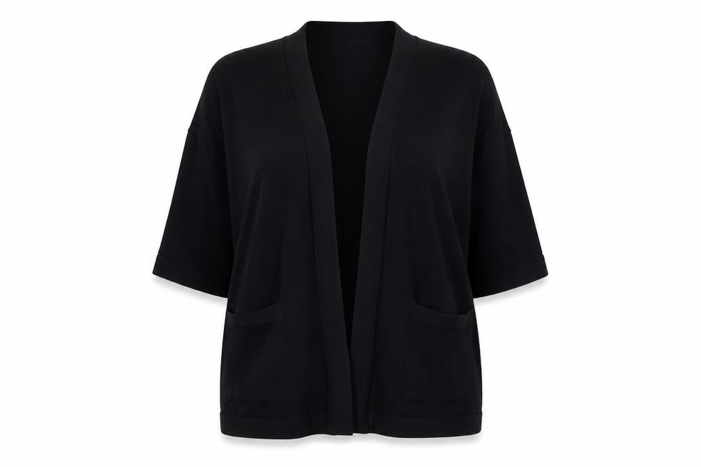 Front view of Dorothy Perkins women’s blue v-neck viscose cardigan jumper, size UK 14