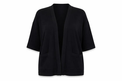 Front view of Dorothy Perkins women’s blue v-neck viscose cardigan jumper, size UK 14