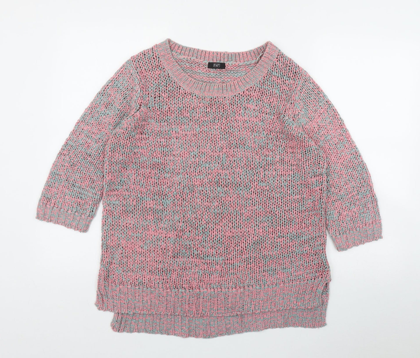 F&F Womens Pink Round Neck  Acrylic Pullover Jumper Size 14