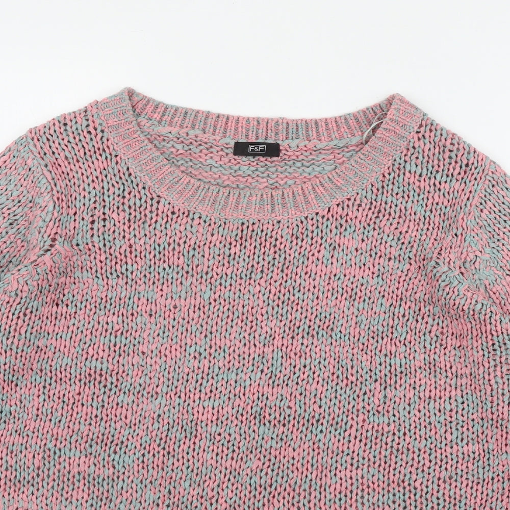 F&F Womens Pink Round Neck  Acrylic Pullover Jumper Size 14