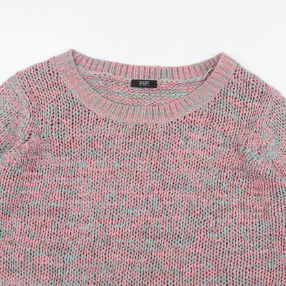 F&F Womens Pink Round Neck  Acrylic Pullover Jumper Size 14