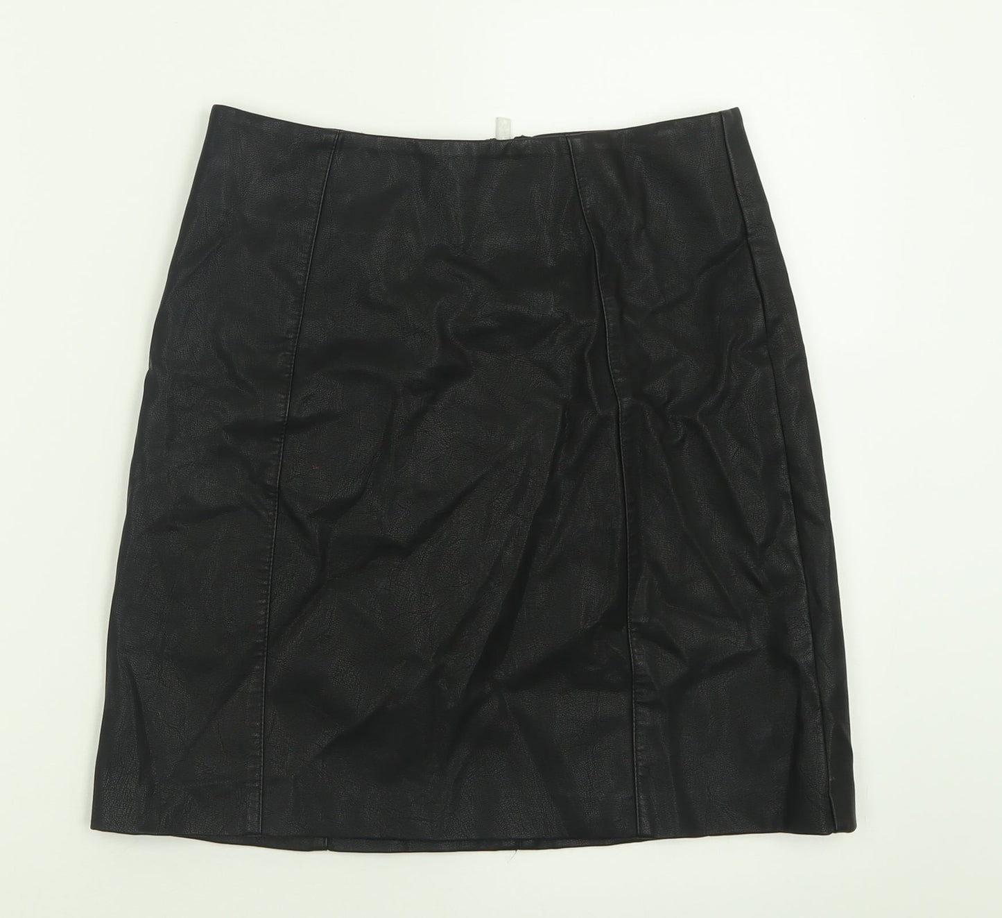 New Look Womens Black  Viscose A-Line Skirt Size 8   Zip