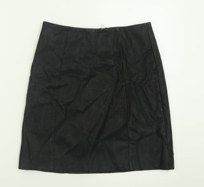 New Look Womens Black  Viscose A-Line Skirt Size 8   Zip