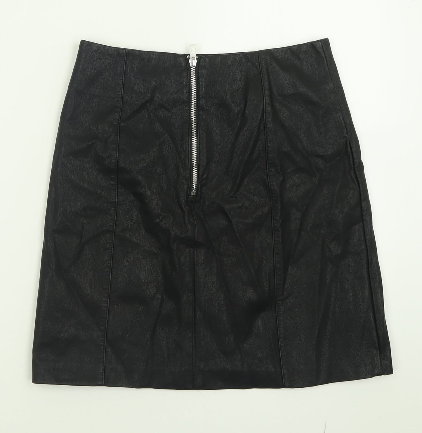 New Look Womens Black  Viscose A-Line Skirt Size 8   Zip