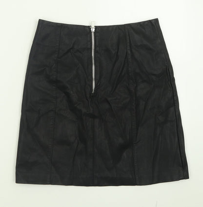 New Look Womens Black  Viscose A-Line Skirt Size 8   Zip