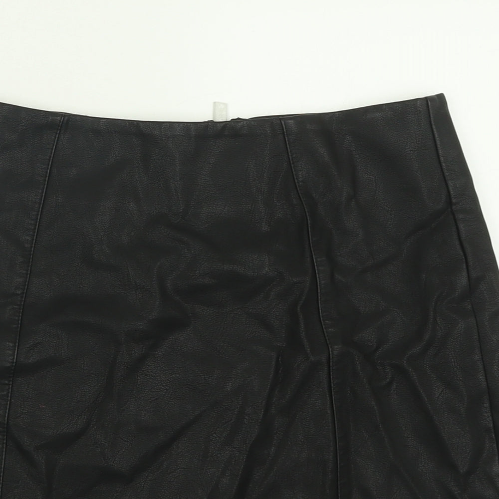 New Look Womens Black  Viscose A-Line Skirt Size 8   Zip