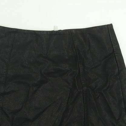 New Look Womens Black  Viscose A-Line Skirt Size 8   Zip