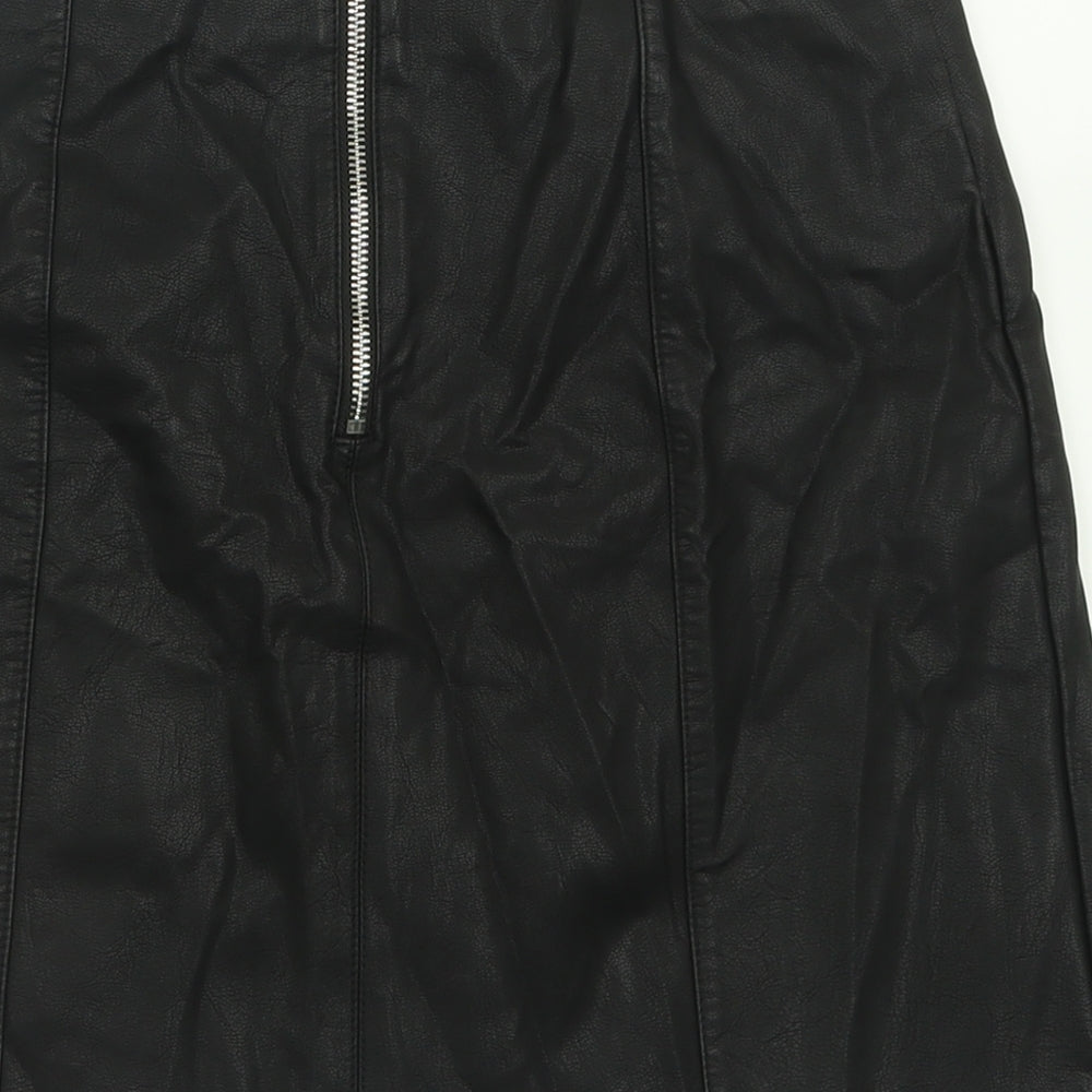 New Look Womens Black  Viscose A-Line Skirt Size 8   Zip