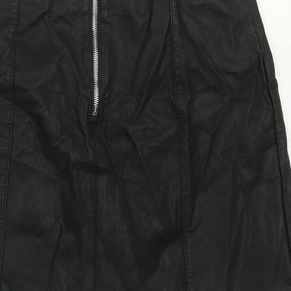 New Look Womens Black  Viscose A-Line Skirt Size 8   Zip