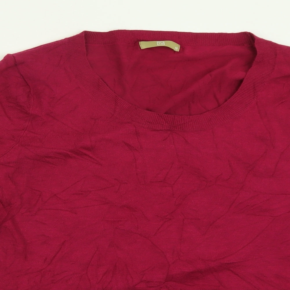 TU Womens Pink Crew Neck  Viscose Pullover Jumper Size 12