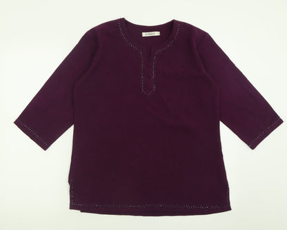 Additional front view of 2-craze women’s purple polyester basic t-shirt, size XL, v-neck