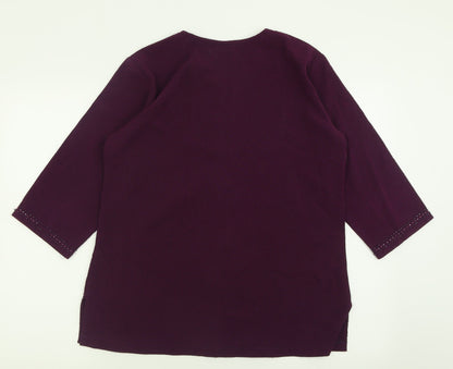 Back view of 2-craze women’s purple polyester basic t-shirt, size XL, v-neck