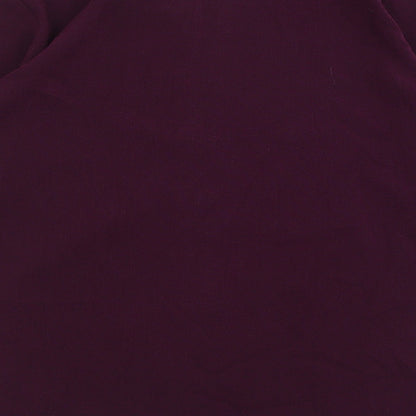 Brand and care label for 2-craze women’s purple polyester basic t-shirt, size XL, v-neck