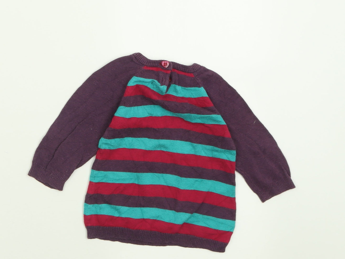 Peacocks Girls Purple Striped Viscose Pullover Jumper Size 0-3 Months  Button