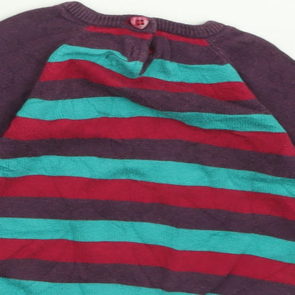 Peacocks Girls Purple Striped Viscose Pullover Jumper Size 0-3 Months  Button