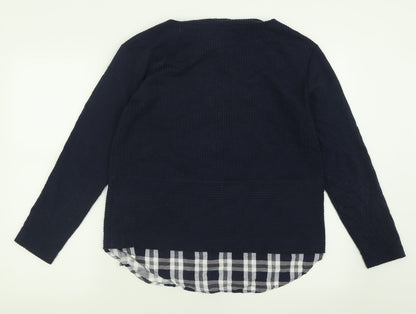 Marks and Spencer Womens Blue Crew Neck  Polyester Pullover Jumper Size 12