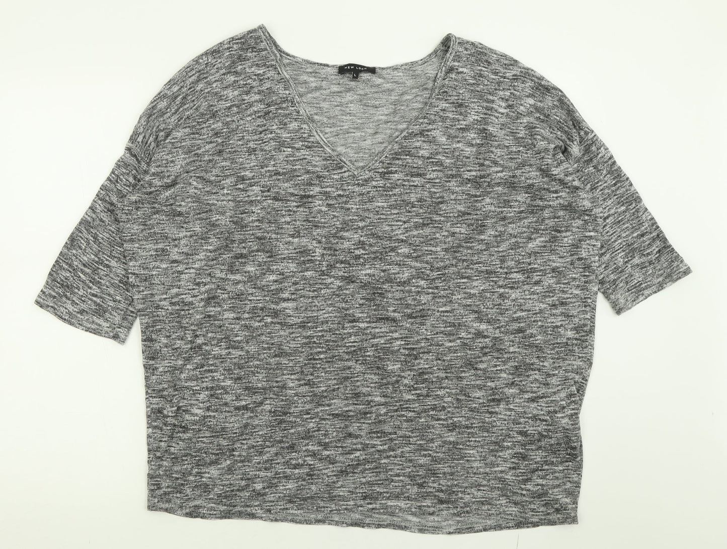 Womens UK Size L New Look Grey Basic T-Shirt
