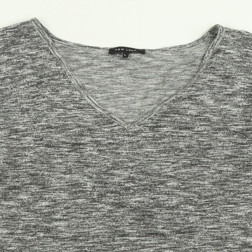Womens UK Size L New Look Grey Basic T-Shirt