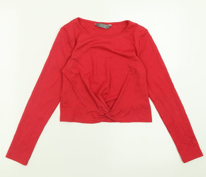 Primark Girls Pink  Polyester Cropped Casual Size 10-11 Years Crew Neck Pullover