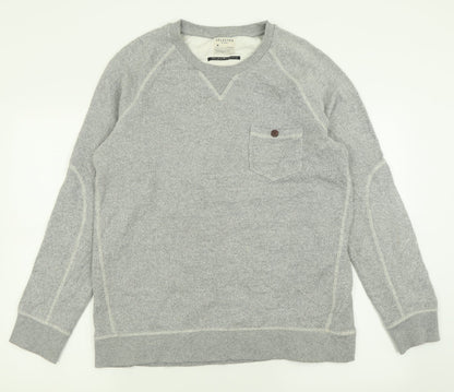 Selected Mens Grey Crew Neck  Cotton Pullover Jumper Size XL