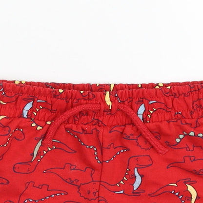 Dunnes Stores Boys Red  Cotton Cropped Leggings Size 12-18 Months  Drawstring - Dinosaur