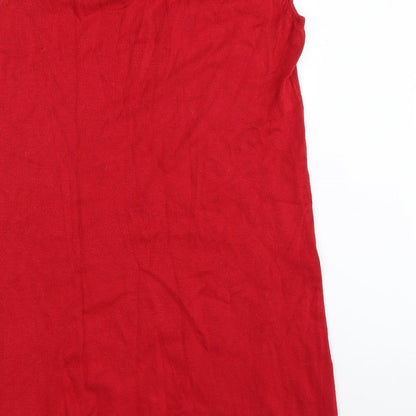 F&F Womens Red V-Neck  Viscose Pullover Jumper Size 14